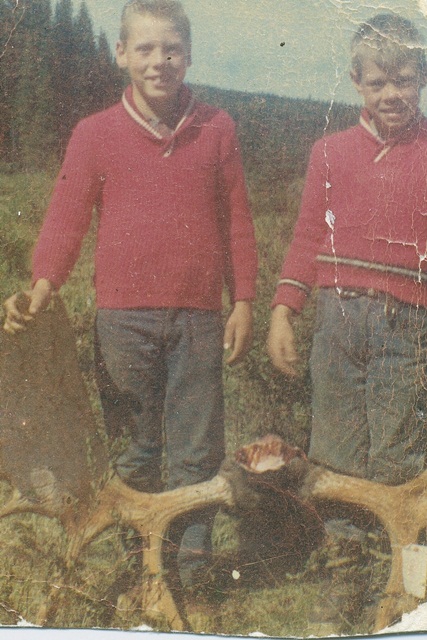 Brad and Ab with moose horns - 1964